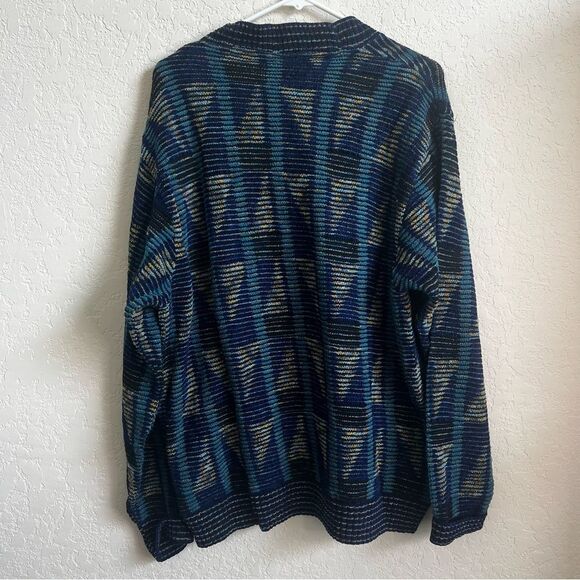 Pronto Uomo Vintage Acrylic Pullover Sweater Blue Men’s Size Large - Picture 7 of 7